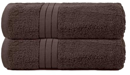 Brentfords Bath Towels Set of 2, Ultra Soft High Absorbency 100% Cotton Large Bath Towels Quick Dry Spa Quality Bathroom Bath Sheets Towel Set, 70x115cm - Brown