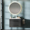 Planetmöbel LUX - Set di mobili da bagno con lavandino, 70 cm, specchio con illuminazione, rotondo, 80 cm (funzione touch), oro rovere/antracite