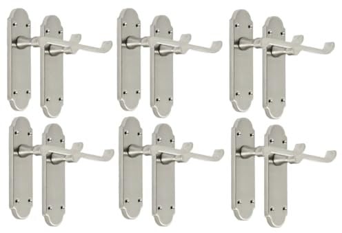 Epsom Door Handle - Satin Nickel Internal Door Handles - Door Handles Internal Sets, Satin Nickel Door Handle Set for Internal Doors, Door Handle in Satin, 170mm x 42mm .Sets 6