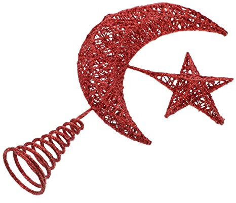 KONTONTY Weihnachts Stern Und Mondstern Baumspitzendekoration Glitzernder Baumschmuck Weihnachtsbaumdeko