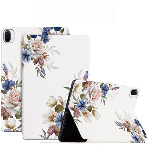 Générique DayQiQiPu Étui pour Xiaomi Pad 5 / Pad 5 Pro 11 Pouces 2021 Cuir PU Fleurs Série Motif Ultra-Mince Stand de Flip Housse Cas pour Tablette Veille/Réveil Auto,01