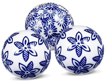 GETAJGHSD 3pièces Boules Décoratives Céramique Vintage Boules Flottantes Bleues pour Décoration Intérieure Et Remplisseurs De Vase Style Chinois Européen Aléatoire