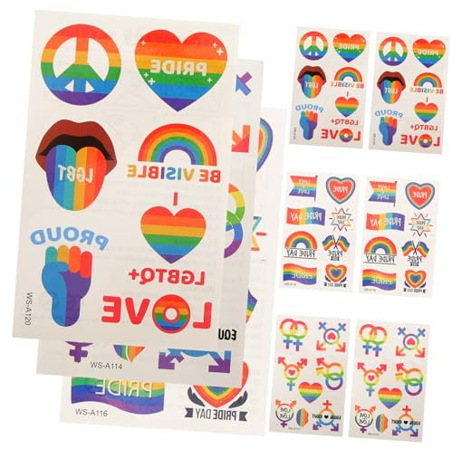 FOMIYES Rainbow Temporary Stickers 9 Sheets Pack Face for Party Favors Easy Apply Body Art Stickers