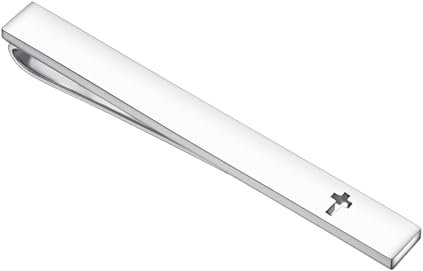 Asienice Pince à Cravate Classique en Forme de Croix Simple Argent Pince Cravate Homme pour Mariage