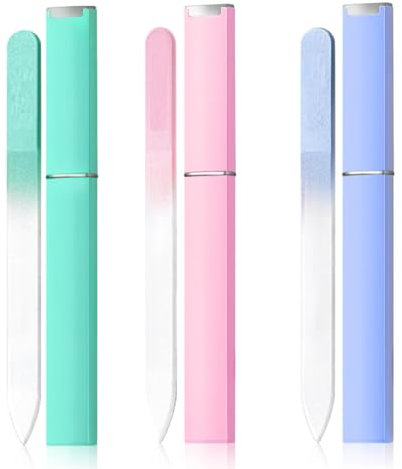 3 Pcs Glass Nail Files, Professional Double Sided Etched Glass, Crystal Nail File for Natural Nails,Professional Nail Care or Natural Nails Stocking Fillers for Women and Girls