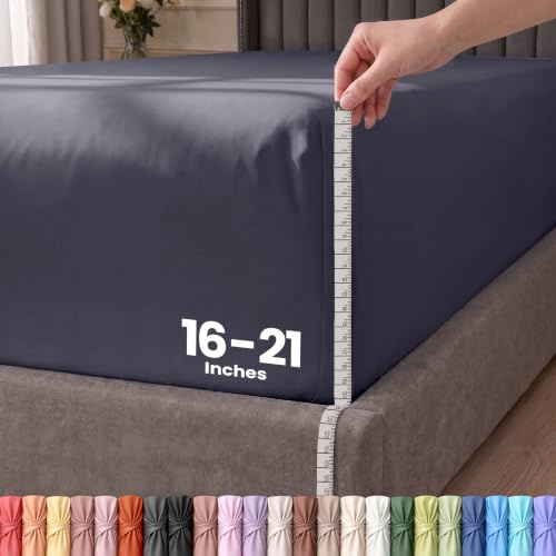 Utopia Bedding Fitted Sheet Full, Grey - Deep Pocket 16 inch (40 cm) - Easy Care - Soft Brushed Microfibre Fabric - Shrinkage and Fade Resistant - Bottom Sheet