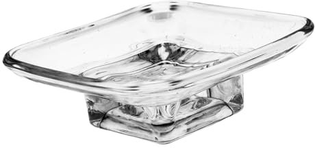 HOLIDYOYO Small Soap Dish Holder for Bathroom Glass Soap Stand Elegant Decorative for Kitchen