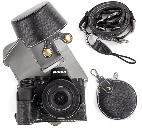 MUZIRI KINOKOO Housse pourNikon Z50 II, Étui de Protection pour Appareil Photo Nikon Z50 II/Z50II avec Objectif DX 16-50 mm f/3.5~6.3 - Étui Amovible avec Bandoulière et Poche de Rangement - Noir