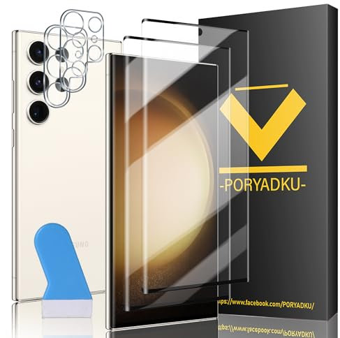 2+2 Stück Schutzfolie für Samsung Galaxy S23 Ultra Panzer Schutz Glas, 2 Folie und 2 Kamera Schutzglas, HD Clear, Fingerabdrucksensor Kompatible, 9H Härte folie für S23 Ultra