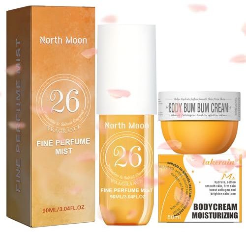 Bum Bum Cream & '26 Haar- und Körperduftspray Duo, Körperspray mit Gesäßcreme Cream, Spendet der Haut Feuchtigkeit, Geschenke für Liebhaber, Frauen, Mütter (Gelb)