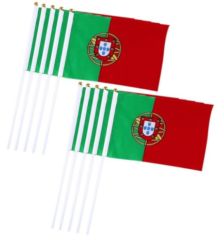 Mini Portugal Flags Handheld National Waving Banner Fade Resistant Parade Stick Flags 10pcs Mini Portugal Flagge