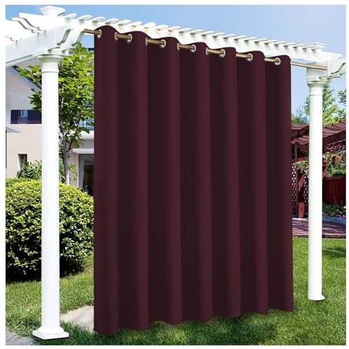 Mewkew Rideaux d' extérieur Imperméables Rideau Occultant Isolant Thermiques pour Pergola Cabanon Jardin Exterieur Porche Gazebo Terrasse Pavillon Rouge 1 PCS,500 * 182cm（L*H）