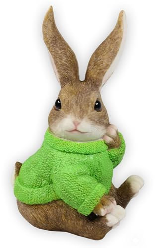 colourliving Hasen Deko Figuren Osterhasen Figuren Groß witzige, entspannte Osterhasen mit Pullover Deko Hasen (Grün-2)