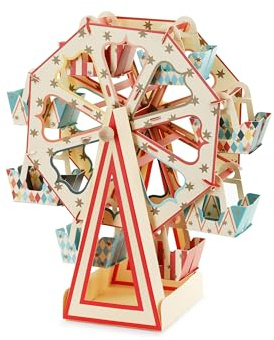 PartyDeco Aufsteller Riesenrad 48x50cm - drehbarer Snackständer mit 8 Kabinen - Karussell Dekoständer für Snacks - Deko Muffinständer Kindergeburtstag Hochzeit Zirkusparty - Bunt