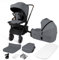 BabyVoyage Kombikinderwagen 2-in-1 ohne Babyschale – Babywanne & Sportsitz, Räder 360° Stoßdämpfer, Federung, Höhenverstellbarer Griff, Zusammenklappbargleiten, Zubehör-Sternenhimmel-Grau