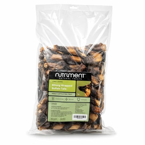 Natural Treats Biltong Wrapped Buffalo Tails (1kg) Long Lasting Dog Treats