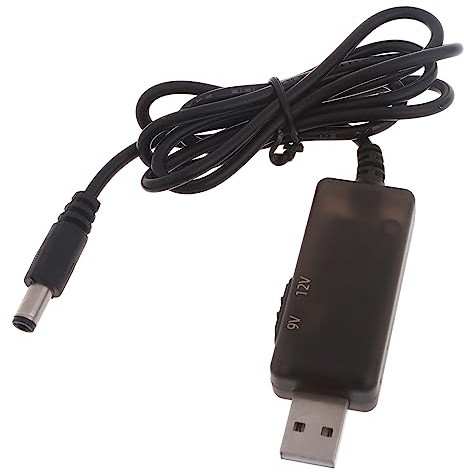 EXQIOUR USB-auf-DC5521-Netzkabel mit einstellbaren Spannungsreglern für WLAN-Router-Lüfter oder Lampen (5 V-9 V/12 V) Digitalanzeige-Spannungen