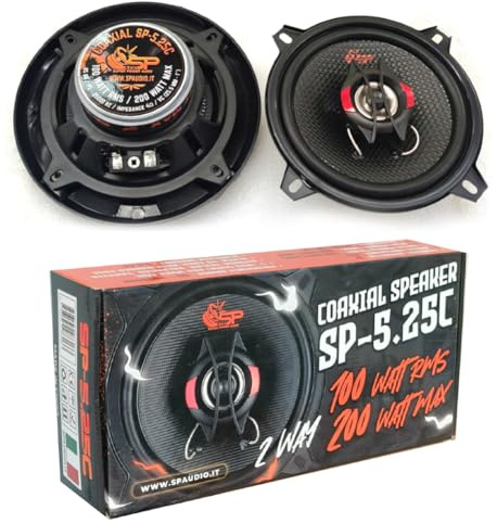 SP Audio 2 SP-5.25C Koaxiallautsprecher 2-Wege 13 cm 130 mm 5,25, 100 Watt RMS und 200 Watt Max., Impedanz 4 Ohm, Empfindlichkeit 85 dB, Autotüren, Paar