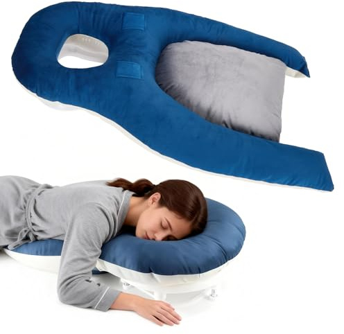 Cuscino per Dormire a Pancia in Giù, Face Down Pillow Dormire Cuscino Regolabile in Altezza per il Recupero Oculare Cuscino Ergonomico per il Viso in Memory Foam