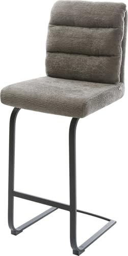 DELIFE Barstuhl Pela-Flex Freischwinger Flach Metall Schwarz Bouclé Soft Schlamm
