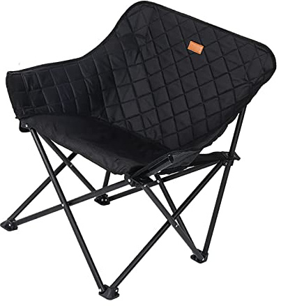 Picysa Klappbarer Campingstuhl, Faltbarer Stuhl, Zusammenklappbar, mit Verdickten Stahlrohren, Weicher Baumwolle, für Outdoor-Camping, Picknick, Strand, Angeln (Schwarz)