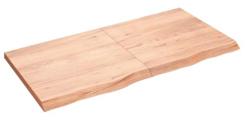 Lavabo de madera maciza marrón claro, 120 x 60 x (2-4) cm, con borde natural, lacado, resistente al agua, resistente a los arañazos, recortable, versátil como encimera de cocina, placa de banco de