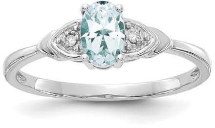 14ct Rohdiamant Ring Weißgold Aquamarin - JewelryWeb