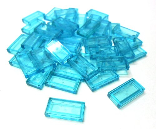 LEGO® CITY - 50 Fliesen (1x2 Noppen) in Hellblau Transparent - Konstruktionszubehör für LEGO® Bauprojekte, LEGO® MOCs & LEGO® Sets - LEGO® Bausteine