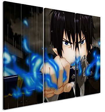 Leinwandbild 3 teilig Blue_Exorcist_3x90x40cm (Gesamt 120x90cm) _Ausführung schöner Kunstdruck auf echter Leinwand als Wandbild auf Keilrahmen