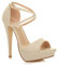 Ajvani Womens Ladies Platform high Heel Peeptoe Cross Over Strappy Shoes, 5 UK, Nude Matt