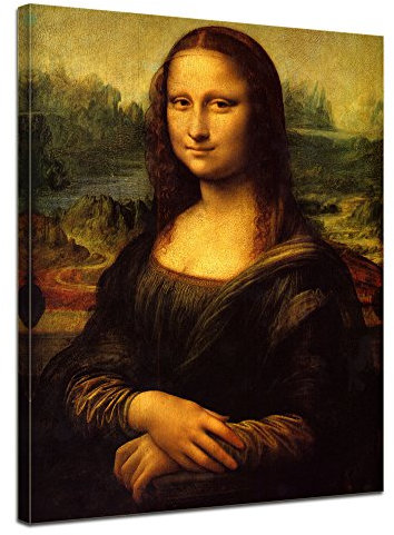 Bilderdepot24 Bild auf Leinwand | Leonardo da Vinci Mona Lisa in 60x80 cm als Wandbild | Wand-deko Dekoration Wohnung alte Meister | 180136-60x80