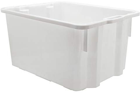 Mobil Plastic Cassa in plastica per alimenti 50L, impilabile e sovrapponibile, con manici resistenti – colore Bianco – contenitore per uso alimentare