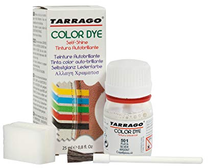 Tarrago | Colorante Auto Lucido 25 ml | Tintura autolucidante per scarpe e accessori | Copre sfregamenti e calzature Argento (501)