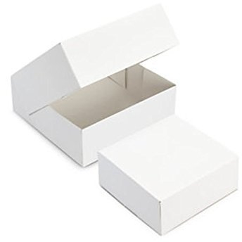 FaisTonGateau Lot de 50 boîtes à gâteau carrées 22 x 22 x 8 cm Blanc