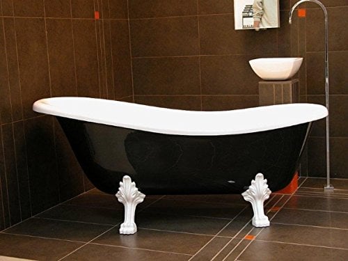 Casa Padrino Freistehende Luxus Badewanne Jugendstil Roma Schwarz/Weiß/Weiß 1470mm - Barock Antik Badezimmer
