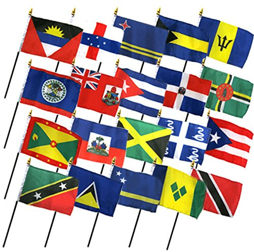 Set von 20 Karibik Länder 10,2 x 15,2 cm Schreibtisch Tisch Stick Flagge (keine Grundlagen)