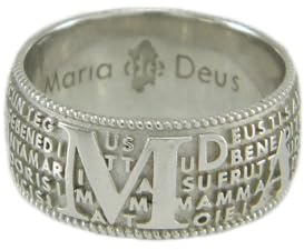 Maria de Deus Ring aus Silber mit Gebet Ave Maria in sardischer Sprache, 11, Silber