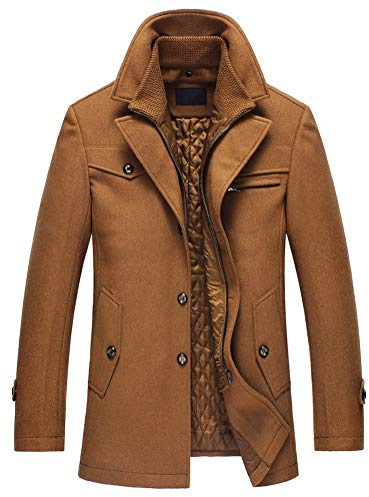 Lavnis Herren Warm Wollmantel Stehkragen Wintermantel Kurzmantel Winter Jacke Business Freizeit