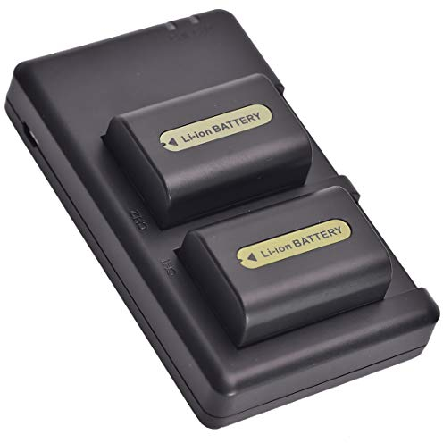 DSTE Replacement Battery Set NP-FH50 Battery + Dual Charger USB Compatible with Sony DSLR-A230 DSLR-A290 DSLR-A330 DSLR-A380 DSLR-A390