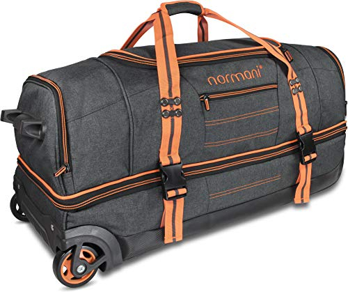 normani Reisetasche mit Rollen, großem Stauraum und vielen Fächern - Trolley-Funktion - Reisetrolley 90 oder 120 Liter Farbe Orange Größe 120 Liter