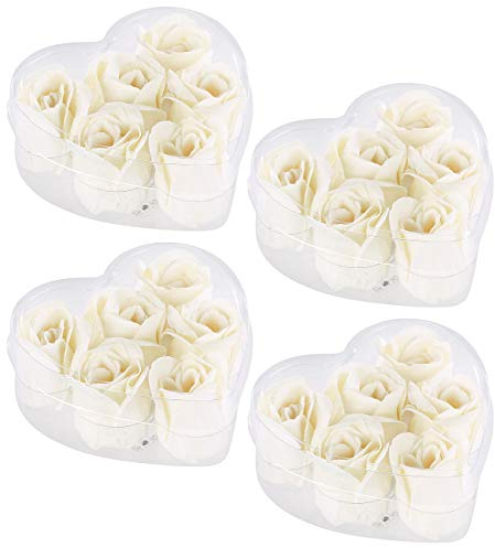 PEARL Rosenseife: 6 cremeweiße Rosen-Duftseifen in Geschenk-Box, 4er Pack (Seifenrosen Box, Baderose, Badezimmer)