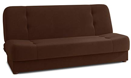 Schlafsofa Sena - Sofa mit Schlaffunktion, Velours Stoff, Bettsofa mit Bettkasten, Couch, Sofagarnitur, Couchgarnitur (Braun (Manila 04))