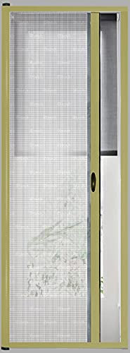 Zanzariera Universale Scorrimento Orizzontale Per Porte Portafinestra Balconi A Rullo Avvolgibile Profilo Riducibile Regolabile Telaio In Alluminio In Kit Fai Da Te Colore Oro (150 x 250 cm)