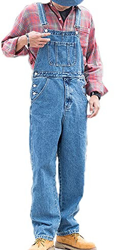 Suncolour Salopette da Uomo in Denim Salopette da Lavoro Salopette da Uomo Jeans con Bretelle Pagliaccetti Larghi da Lavoro da Lavoro