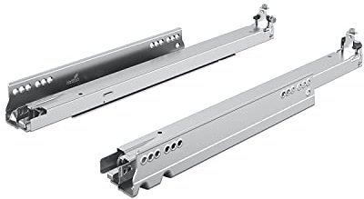 HETTICH 9257121 Länge 450 mm, Actro 5D Silent System Vollauszug (Schubkastenführung) integrierte Dämpfung, Tragkraft 70 kg, Stahl verzinkt, Silber