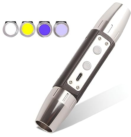 LED Flashlight, Jewelry Assessment Flashlight, Gems Identification Lights, DX4 USB Rechargeable UV Torch with Four Light Sources for Jewelry Identification Jade Currency Checking, Outdoor Lighting