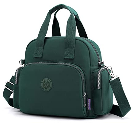 PORRASSO Donna Zaino Moda Borsa a Spalla Borsetta Multifunzionale con Porta Ricarica USB Nylon Borse a Tracoll Scuola Lavoro Viaggio Zaini Verde