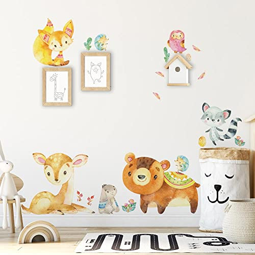 kina - Wandaufkleber Kinder Schlafzimmer Wanddekoration R00680 - Öko-Stoff, Umweltfreundlich, Repositionierbar, Streicheleffekt, Kindergarten - Grafik Wald und Messen 120x40 cm
