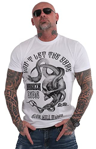 Yakuza Herren Bite T-Shirt, Weiß, 4XL