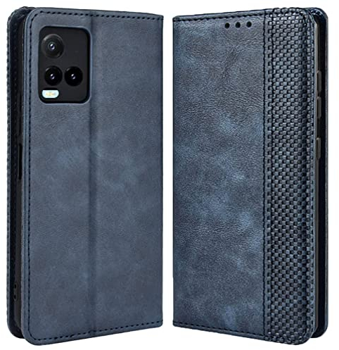 MOJIA Coque pour Vivo Y21s / Y21 / Y33s, Étui en Cuir, PU Housse Pochette Antichoc et Anti-Rayures Fonction Stand Rabat de Portefeuille Etui Coque. Bleu